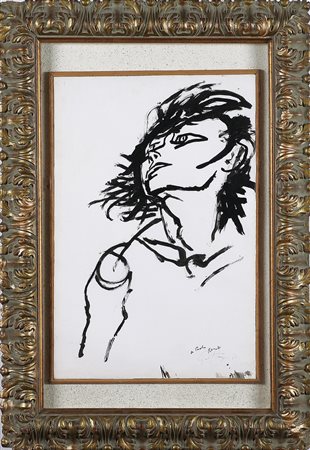 GUTTUSO RENATO (1912 - 1987) Senza titolo. 1960. China su carta su tela. Cm...