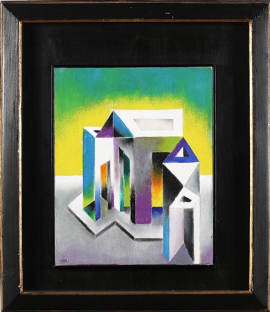 JORI MARCELLO (n. 1951) Incontri. 1988. Tecnica mista su tela su tavola. Cm...