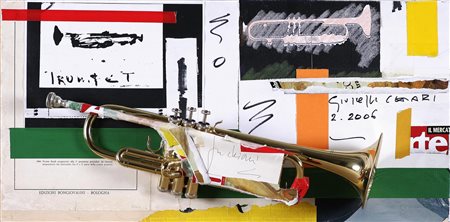 CHIARI GIUSEPPE (1926 - 2007) Trumpet. 2006. Collage e strumenti musicali su...