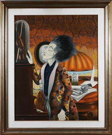 BELLODI EDOARDO (1920 - 2000) Non ti lascerò mai. 1976. Olio su tela. Cm...