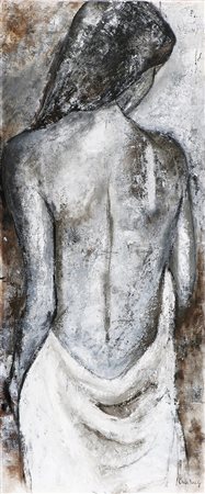 BORSI CHIARA Intimità. Olio su tavola. Cm 125x55. 2012. Firma in basso...