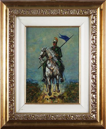 GONZAGA GIOVAN FRANCESCO (1921 - 2007) Cavaliere di Savoia. Olio su tela. Cm...