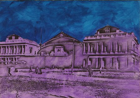 FESTA TANO (1938 - 1988) Piazza d'Italia. 1987. Riporto fotografico su tela....