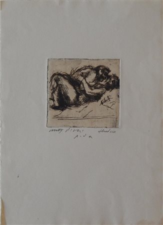 Walter Piacesi SENZA TITOLO incisione puntasecca, cm 10,5x11, su foglio cm...