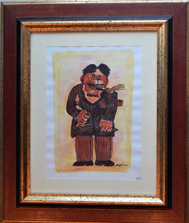 Franz Borghese SENZA TITOLO tecnica mista su carta, cm 24x33 in cornice firma...