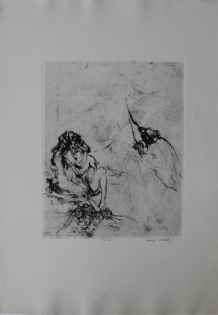 Walter Piacesi SENZA TITOLO acquaforte cm 24x30,5 su foglio cm 54x39 es....