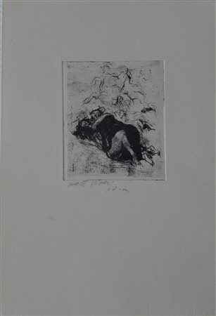 Walter Piacesi SENZA TITOLO acquaforte, cm 12x10 su foglio cm 32x22 firma es....