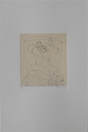 Ugo Attardi SENZA TITOLO incisione Puntasecca, cm 12,5x11, su foglio 31x20,5...