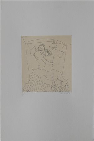 Ugo Attardi SENZA TITOLO incisione Puntasecca, cm 12,5x11, su foglio 31x20,5...