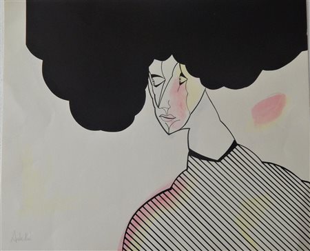 Salvador Aulestia SENZA TITOLO ritocco su base grafica, cm 49x59 firma...