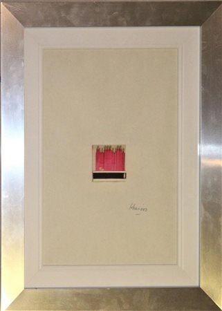Raymond Hains SAFFA fiammiferi su carta, cm 31,5x21,5 firma eseguito nel 1974...