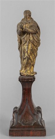 Madonna, scultura in bronzo dorato poggiante su 