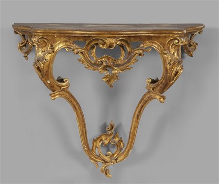 Console Luigi XV a goccia in legno finemente 