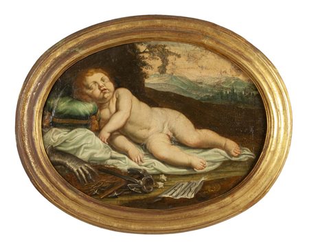 Scuola genovese sec.XVII "Gesù Bambino dormiente 