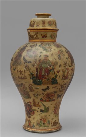 Potiche in pasta tenera decorata in policromia, 