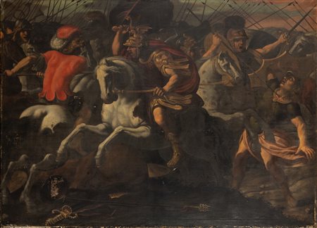 Scuola toscana sec.XVII "Battaglia di cavalleria" 