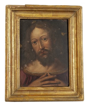 "Cristo piangente" olio su tavola sec.XVI<br>nel 