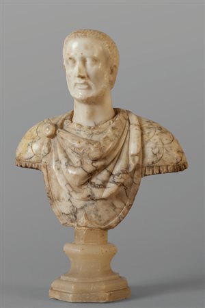 Imperatore, busto in marmo con base in alabastro, 