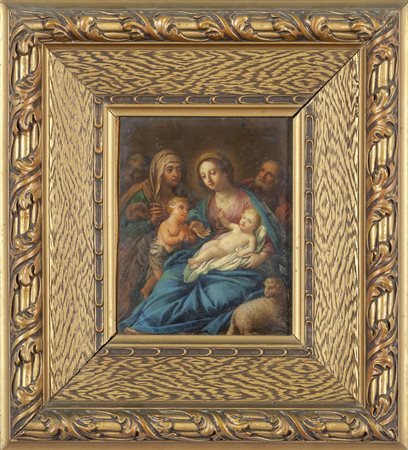 "Sacra Famiglia con San Giovannino" olio su rame, 
