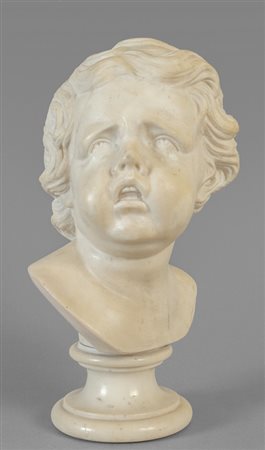Bambino piangente, scultura in marmo statuario, 