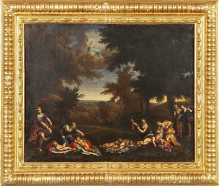 Scuola romana sec.XVII "Amorini che dormono 