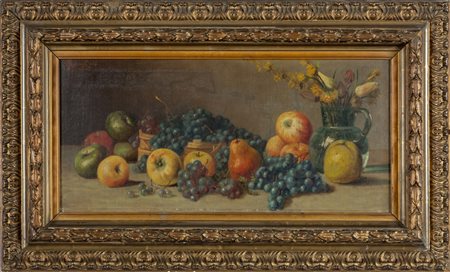 "Natura morta" olio,<br>f.to in a.a sn. e d.to 