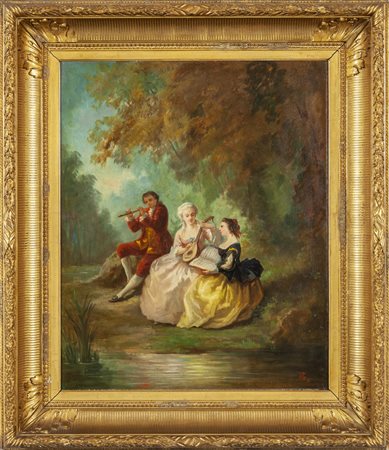 Scuola francese sec.XIX "Concertino nel parco" 