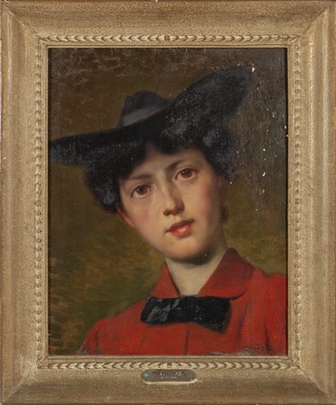 CESARE VIAZZI (1857-1943) <br>Ragazza con vestito 