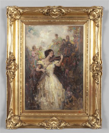 VENANZIO ZOLLA (1880-1961) <br>Violinista<br>olio 