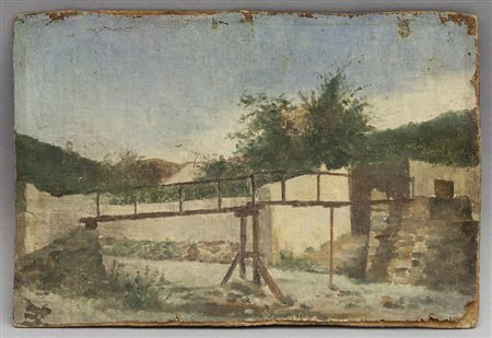 Scuola genovese sec.XIX <br>"Paesaggio con 