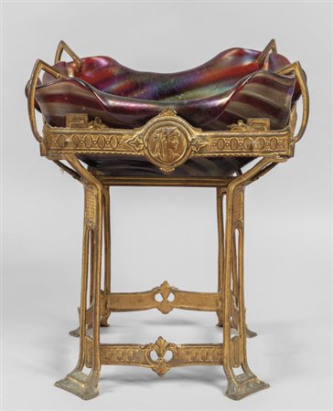 Centrotavola in vetro opalescente e bronzo, 