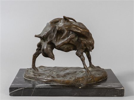 Capretta, scultura in bronzo f.ta 