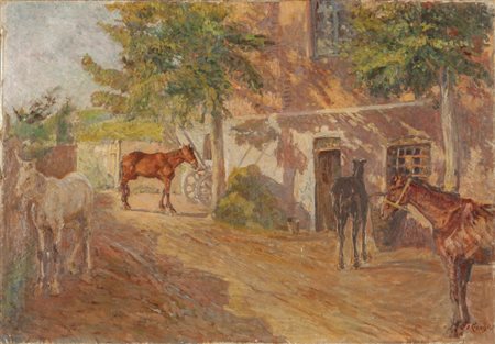 ORLANDO GROSSO (1882-1968) <br>Cavalli nel 