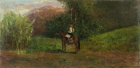 "Buttero a cavallo" olio su tavoletta sec.XIX, 
