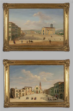 Scuola friulana sec.XIX <br>"Piazze animate" 