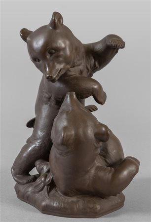 Orsetti, gruppo in porcellana di Meissen marcata 