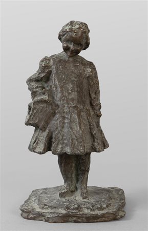 Bambina, scultura in bronzo f.ta Ettore 