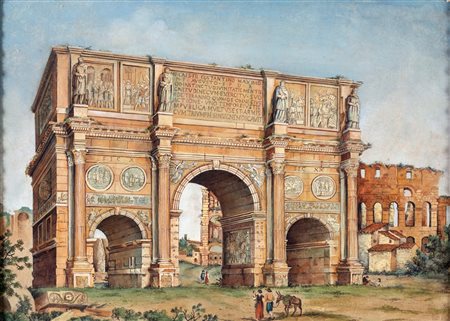 Pittore degli inizi del XIX secolo - L'Arco di Costantino - acquerelli su...