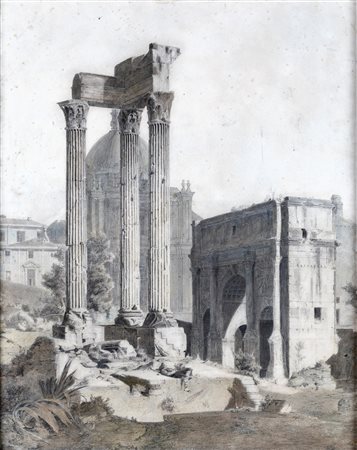 Carl Ferdinand Sprosse - Le tre colonne del tempio di Vespasiano e Tito al...