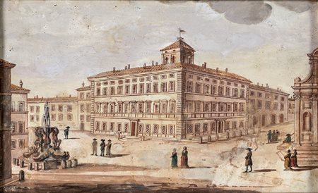 Pittore della fine del XVIII secolo - a) Palazzo Mattei di Giove nell'omonima...
