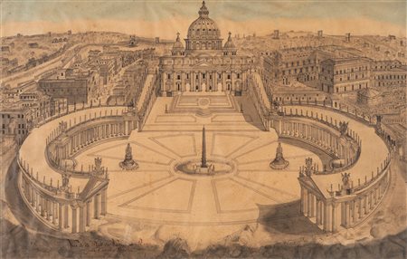 Charles Percier - Veduta aerea di Piazza San Pietro e della basilica Vaticana...