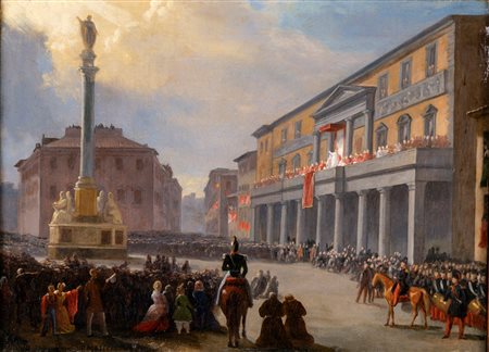 Pasquale Mattej (attribuito) - Inaugurazione della Colonna dell'Immacolata in...