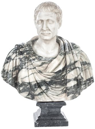 Busto in marmo raffigurante Cesare Augusto, inizi XX secolo - con volto...