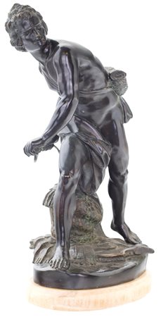Scultura in bronzo brunito, XIX secolo - raffigurante il David del Bernini -...