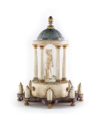 Modello di tempio circolare in legno laccato bianco, inizio XIX secolo - con...