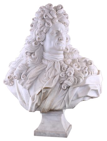 Busto di Luigi XIV di Borbone in marmo bianco, fine XIX secolo - detto il Re...