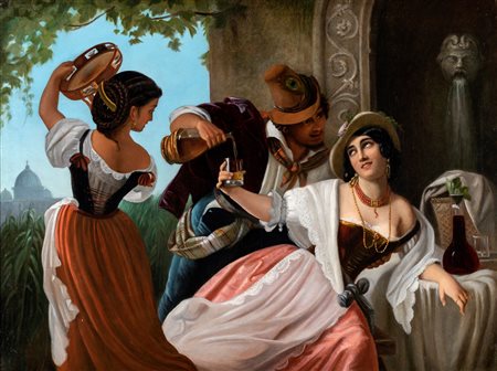 Pimen Nikitich Orlov (seguace) - Saltarello romano con la cupola di San...