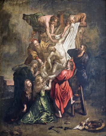 Scuola Fiamminga del XVII secolo - Deposizione dalla croce - olio su rame -...