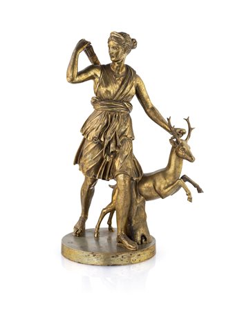 Benedetto Boschetti - Scultura in bronzo raffigurante Diana cacciatrice, Roma...