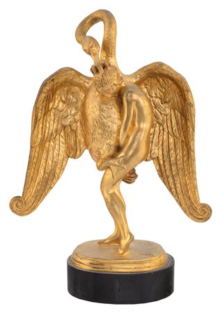 Rudolph Christopher Puggard Tégner - Leda e il cigno - Base ovale in marmo....